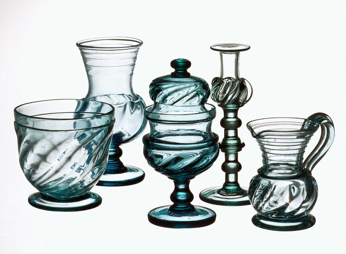 1959.3049, 1959.3017, 1959.3056, 1959.3026, 1959.3055 Glass objects