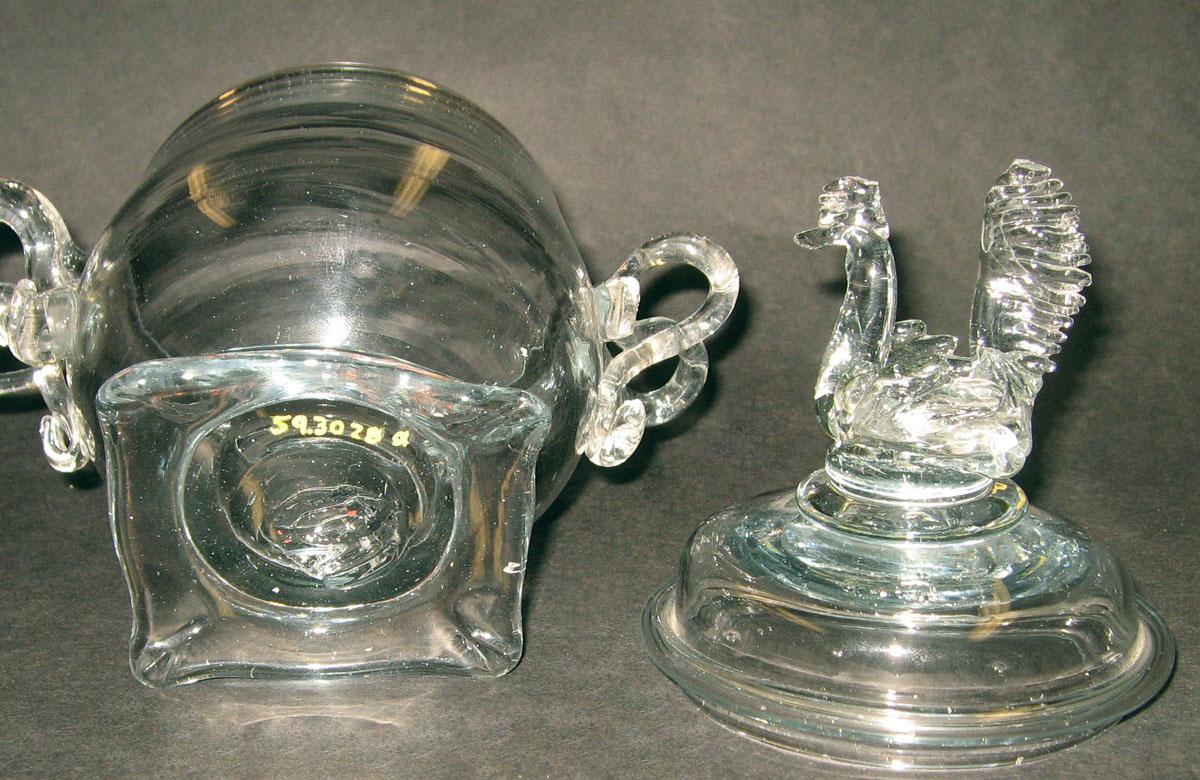 1959.3028 A, B Glass sugar bowl and cover (detail)