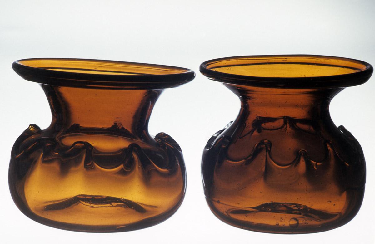 1959.3031, .3030 Amber glass spittoons