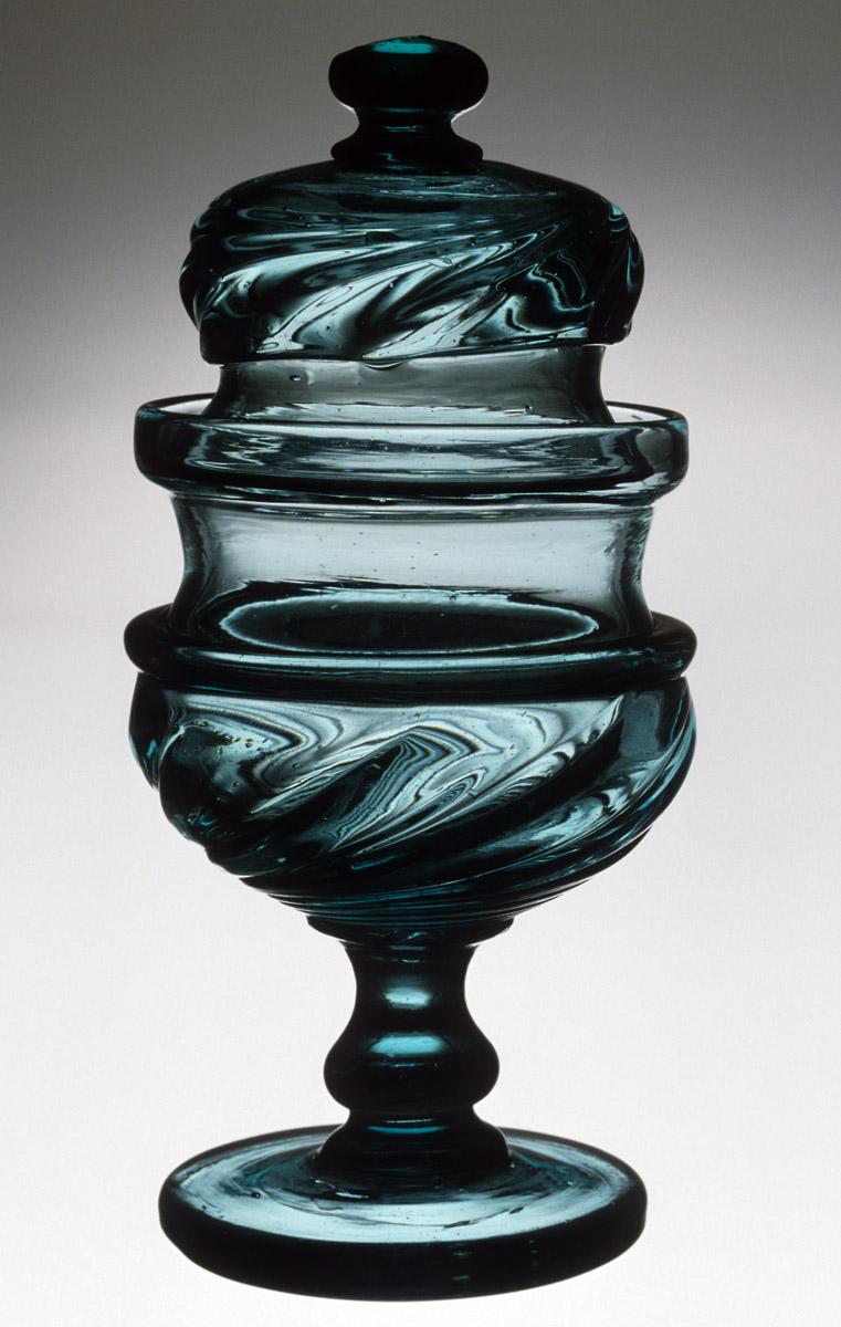 1959.3056 A, B Glass sugar bowl and cover
