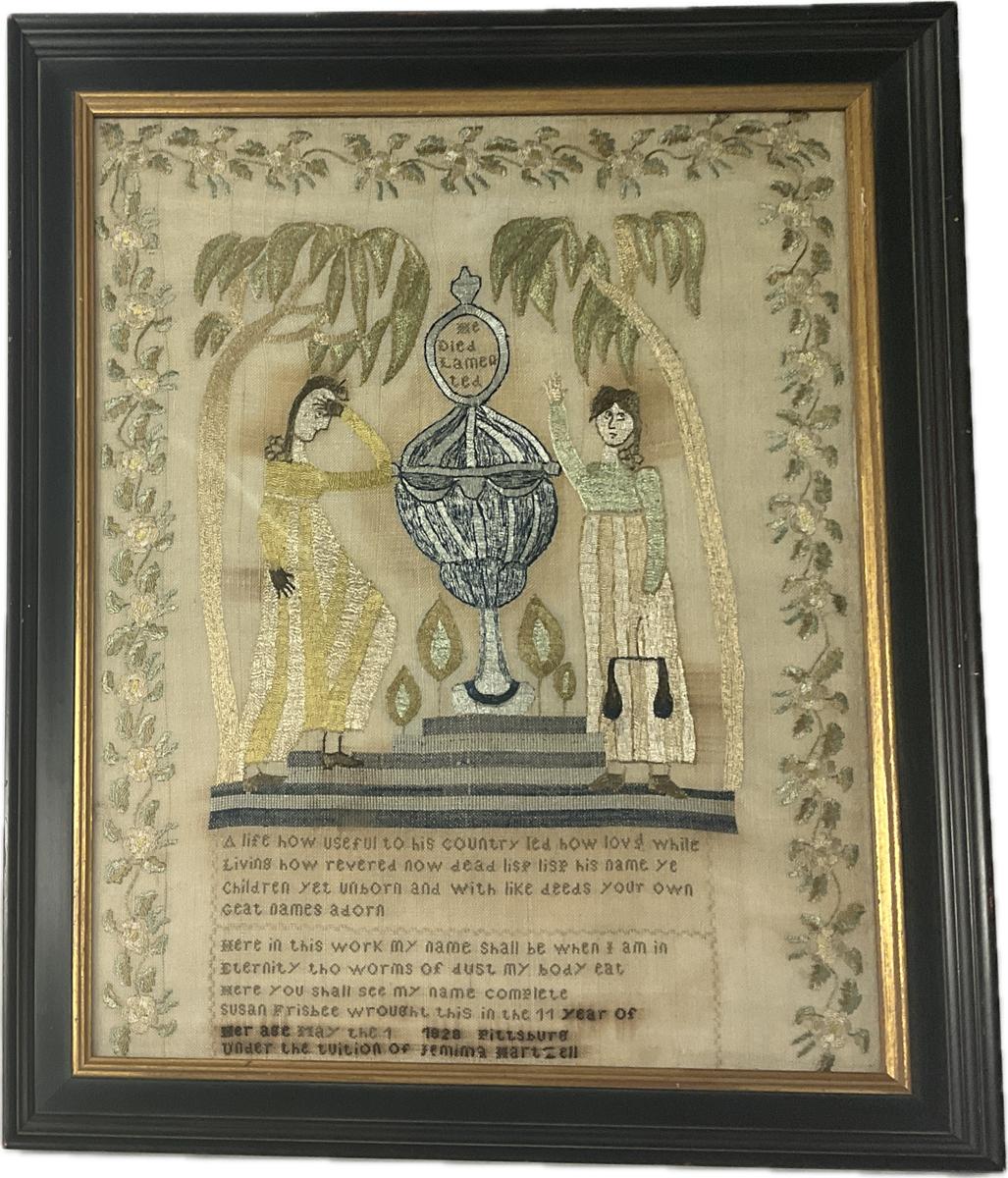 2025.0002 and L2024.1051 B Needlework picture, Mourning picture, Frame, Reg Image, overall