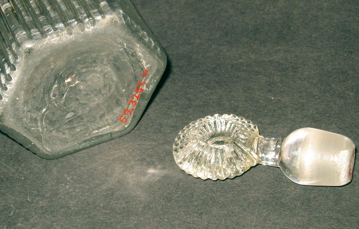 1959.3255 A, B Glass decanter and stopper (detail)