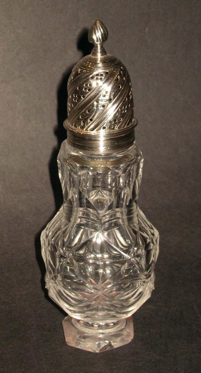 1959.3368 A, B Glass castor with silver top
