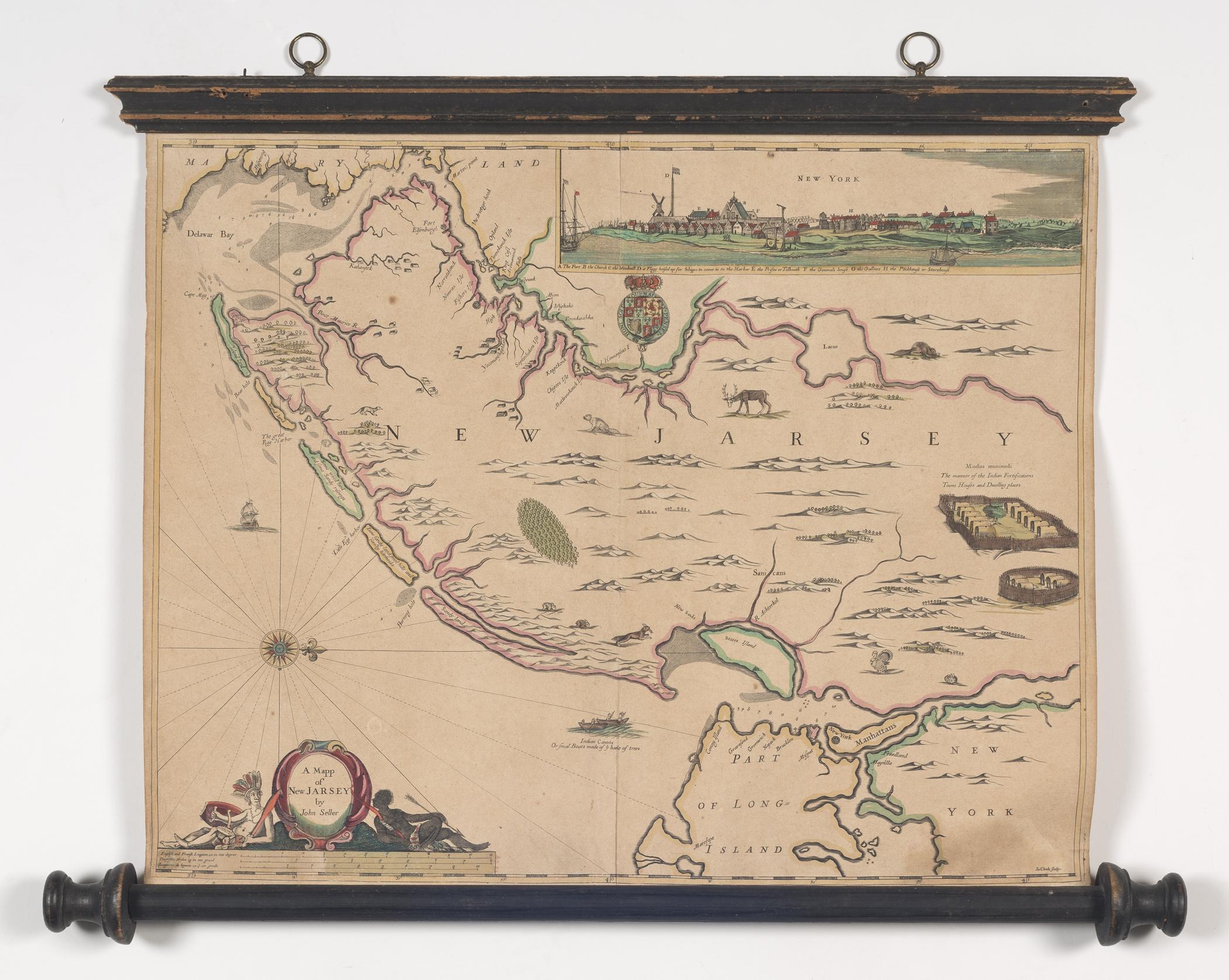 1964.0740 Map, 1954.0072 A, B Map frame and roller, view 1