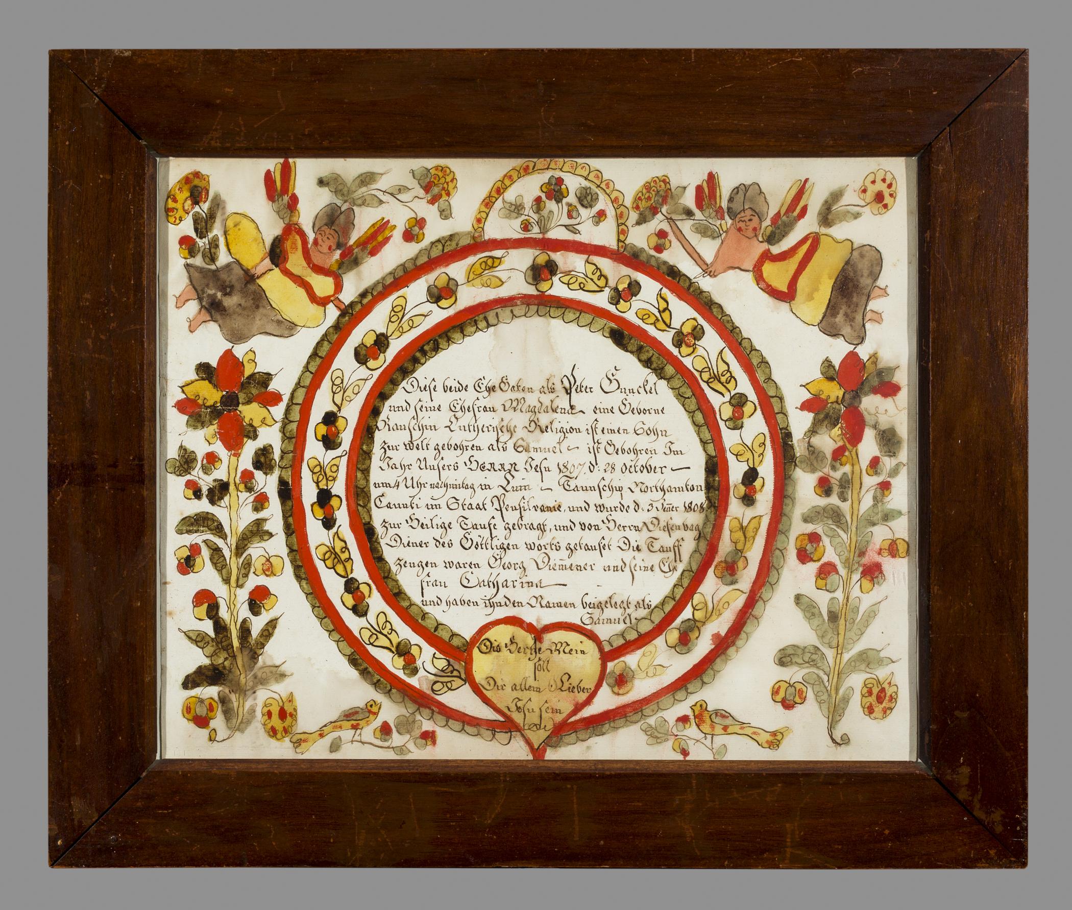 1960.0110 A Fraktur, B Frame, view 1