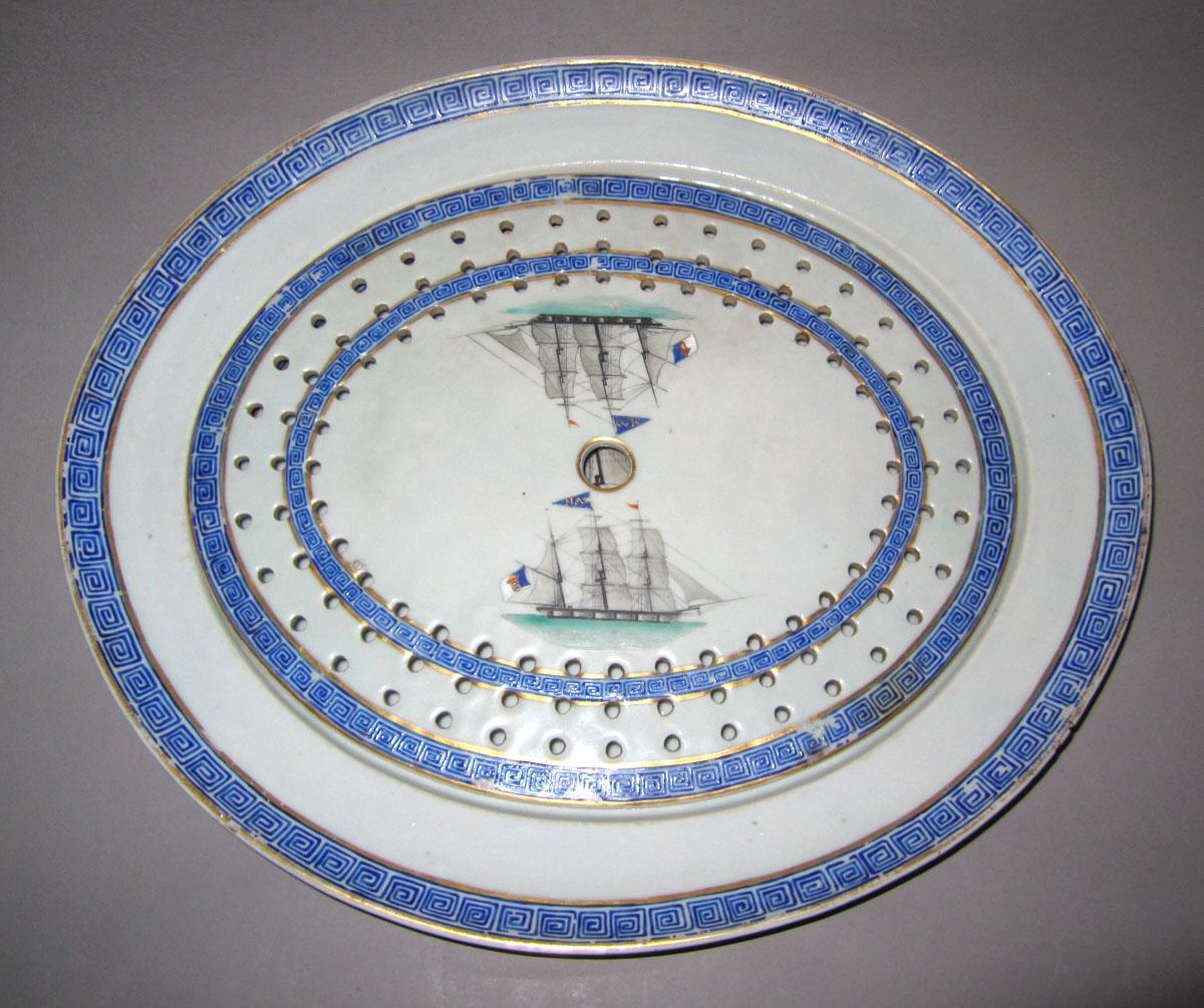 1960.0326.028 A,B Porcelain platter and drainer