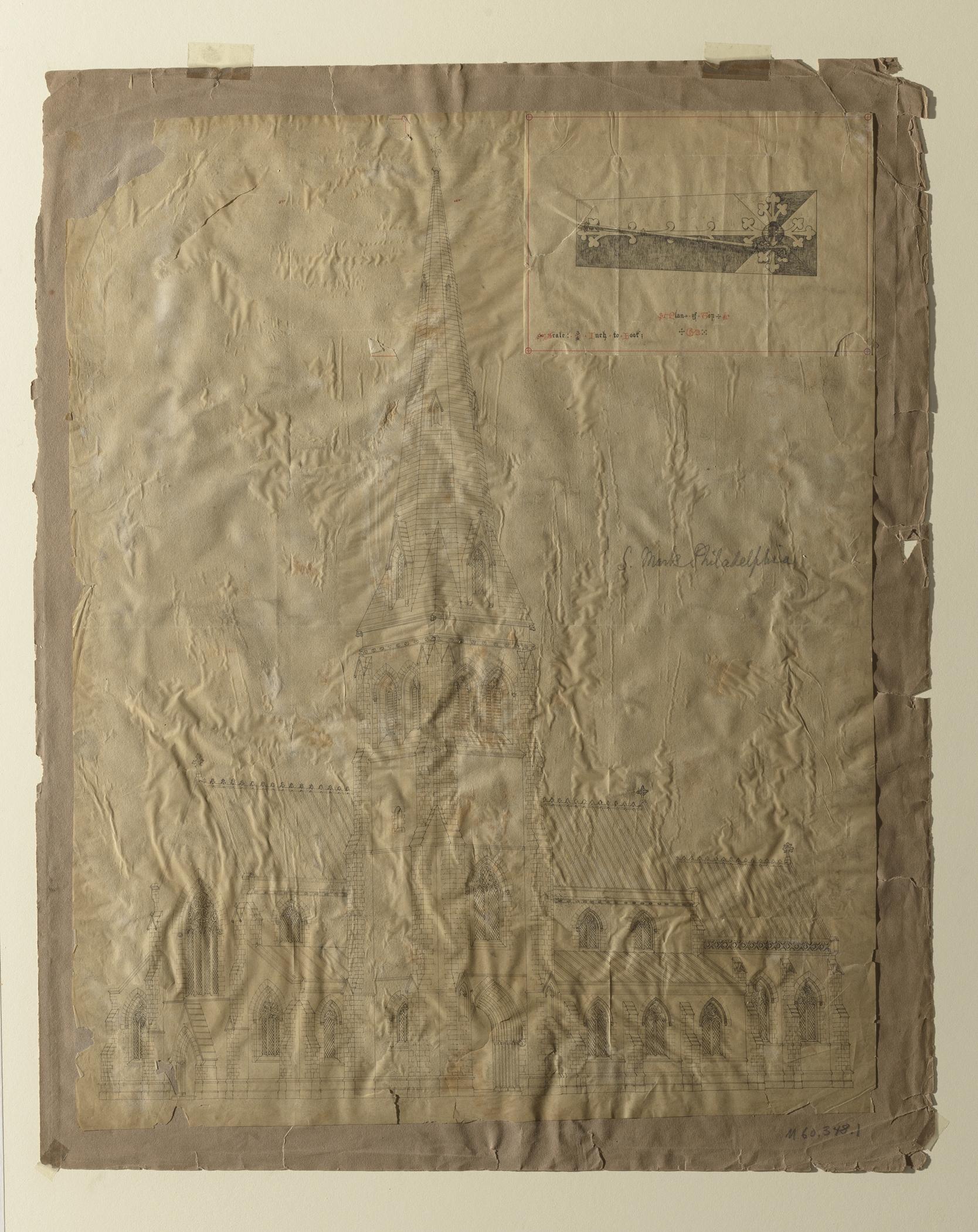 1960.0348.001 Drawing, view 1, raking light