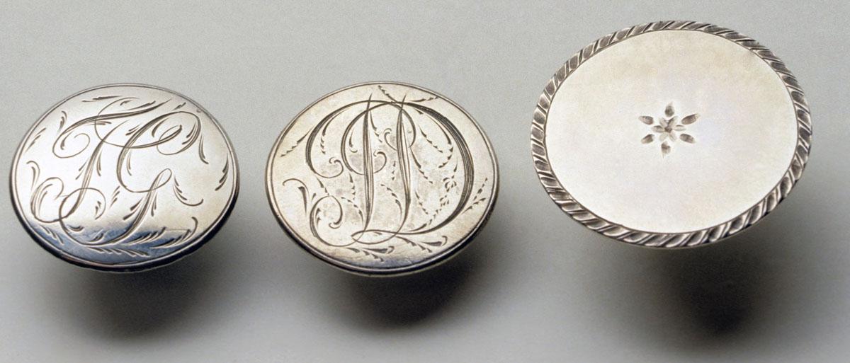 1960.0333.001, 1960.0352, 1961.0229 Silver buttons