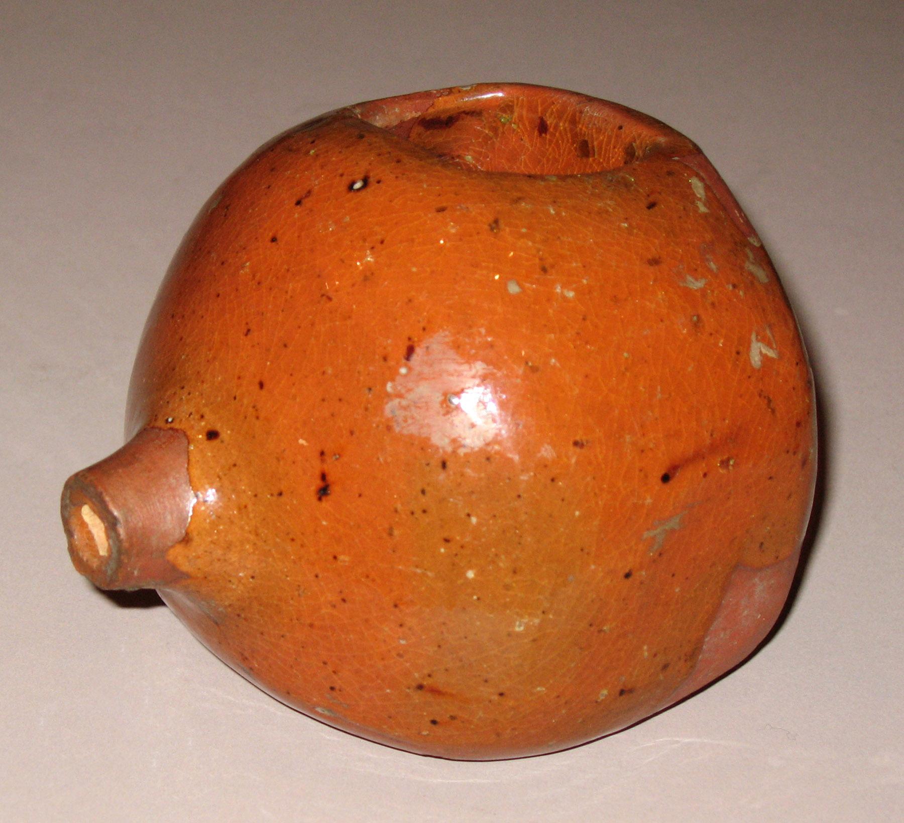 1960.0535 Redware slip cup or trailer