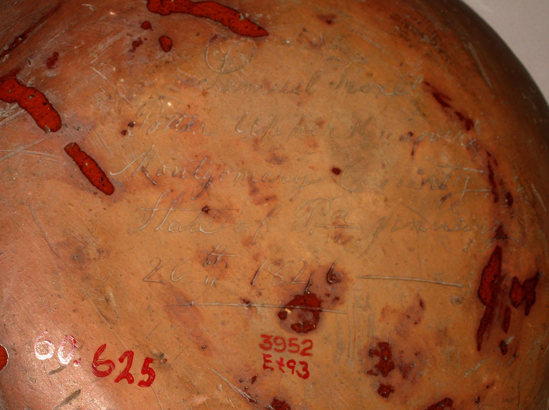 1960.0625 PA sgraffito dish (pencil inscript.)