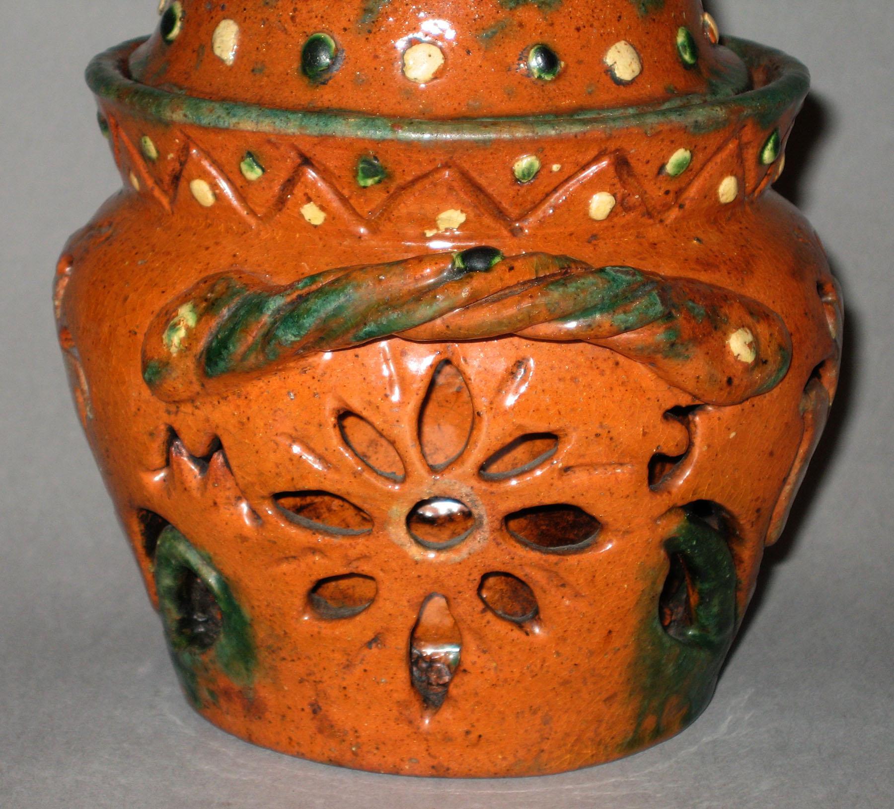 1960.0630 A, B Redware 1797 jar (MJ initials detail)