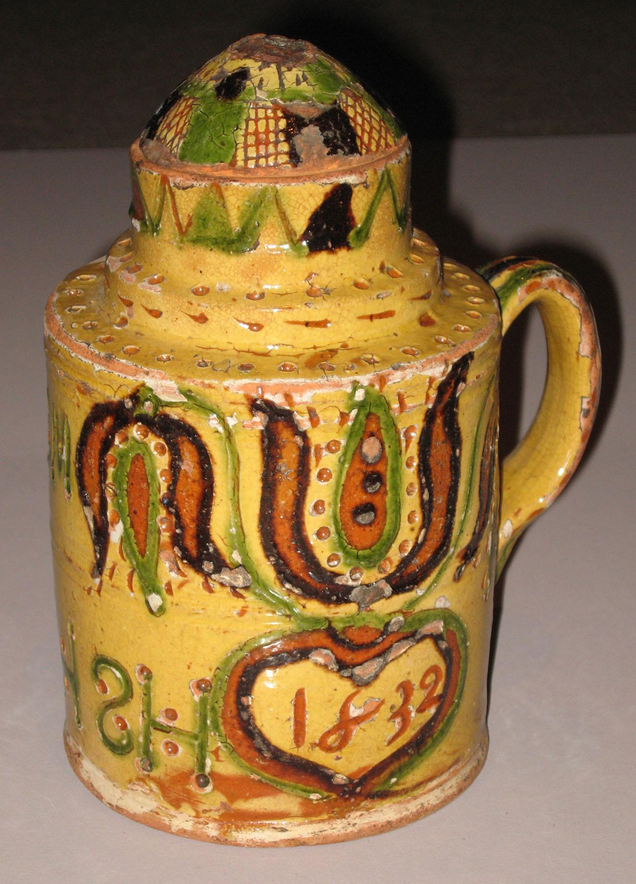 1960.0631 A, B PA sgraffito 1832 Jar