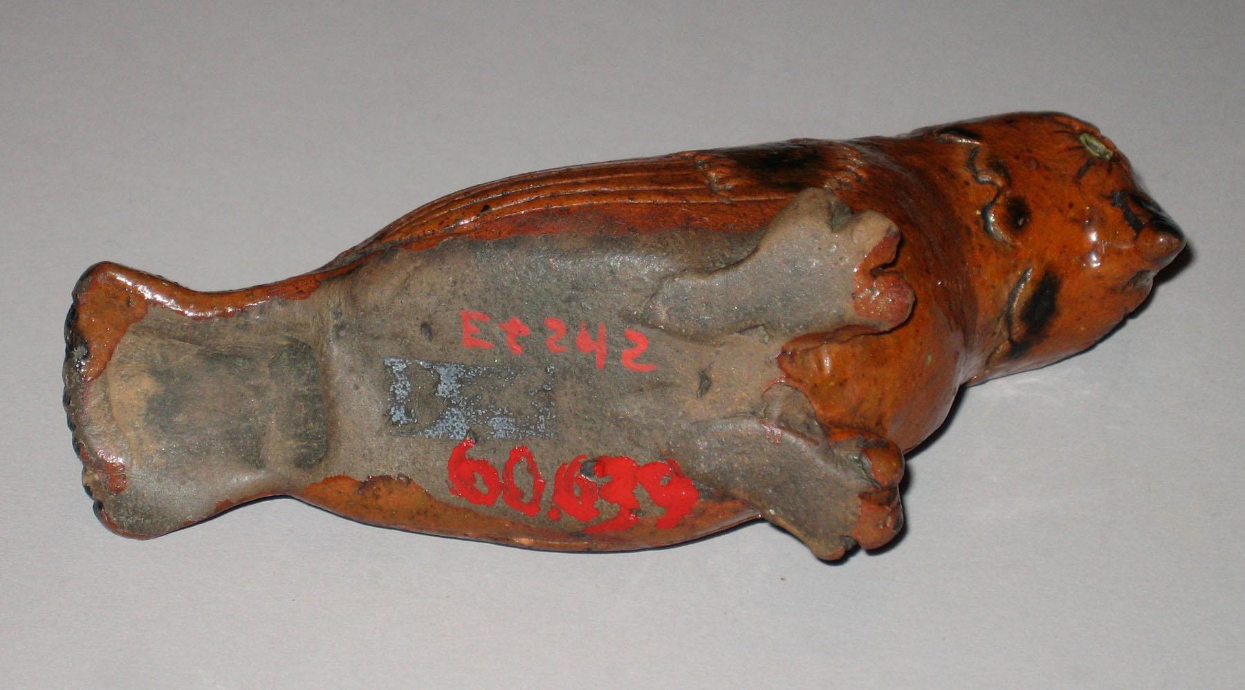 1960.0639 Redware 1821 bird whistle (bottom)