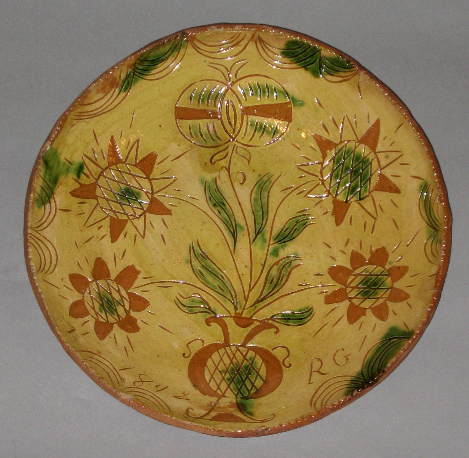 1960.0654 PA sgraffito slipware dish