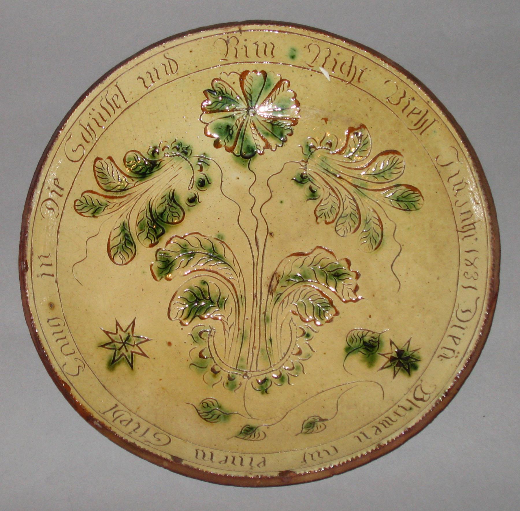 1960.0661 PA sgraffito slipware dish