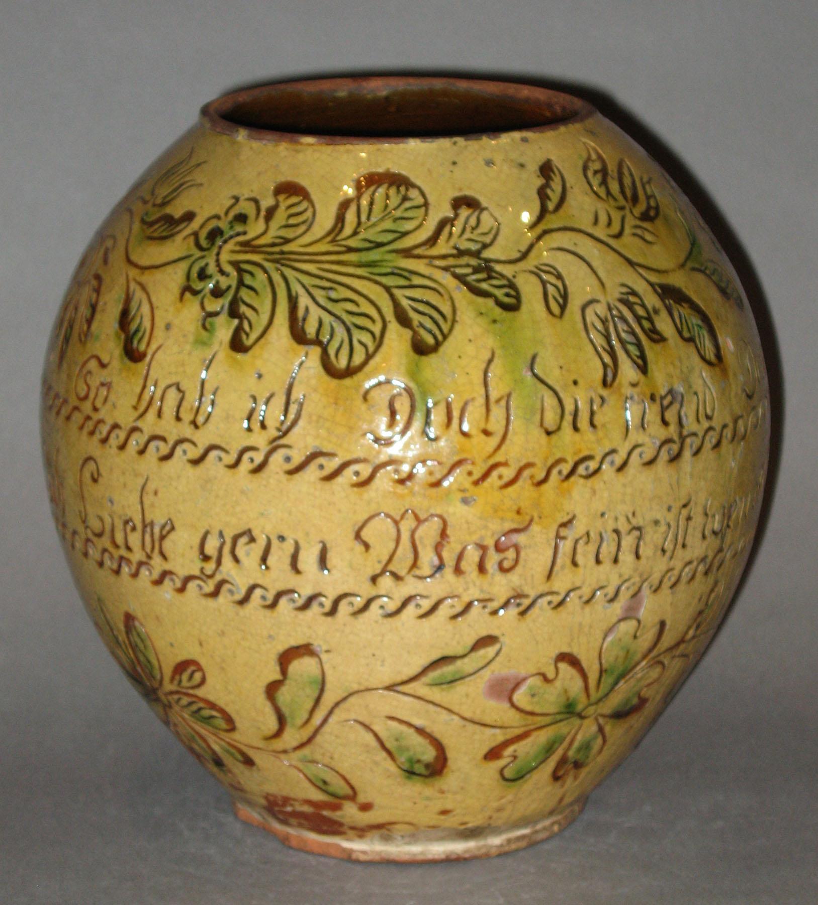 1960.0665 PA sgraffito slipware jar