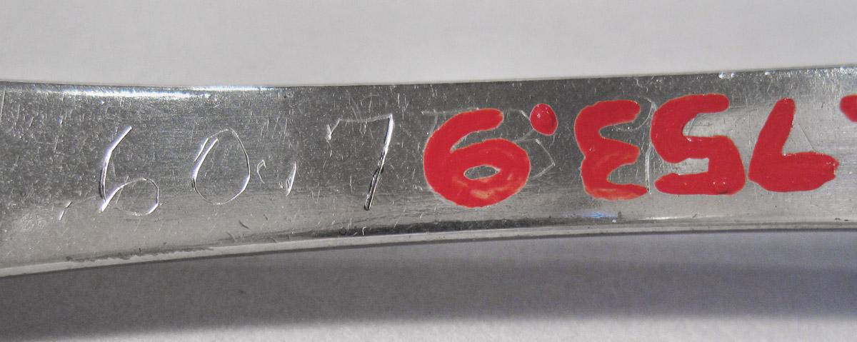 1960.0753.009 Fork, inscription