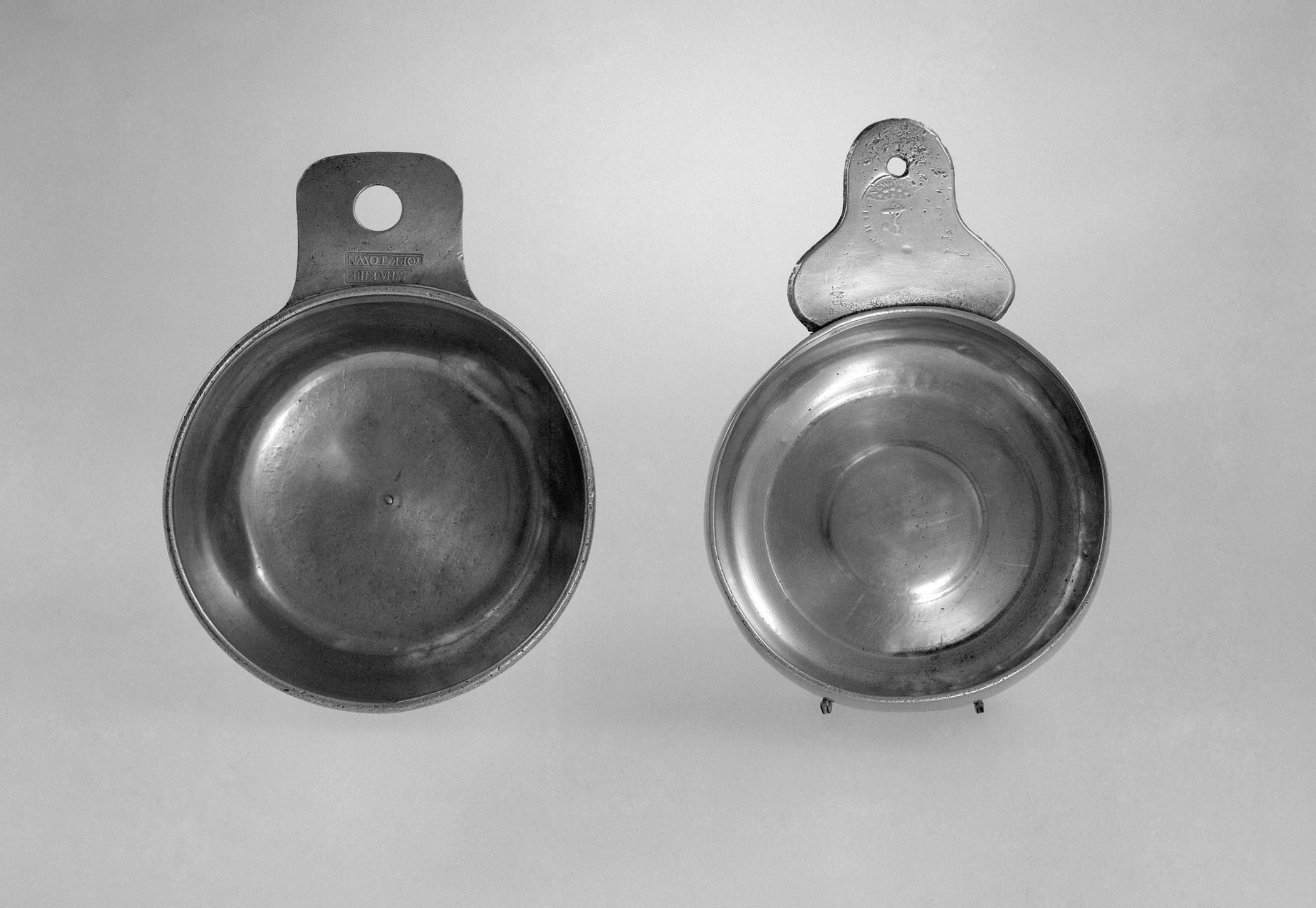 1967.1371 and 1960.0923 Pewter porringers