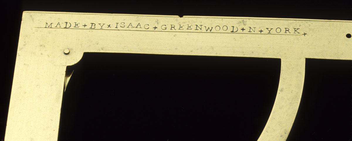 1960.1009 Gunner's quadrant, maker's mark