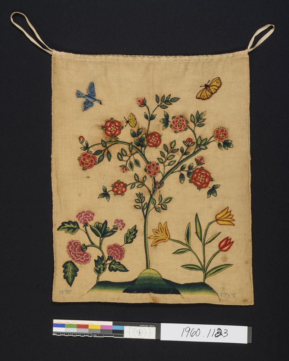 1960.1123 Bag, view 1, before conservation treatment
