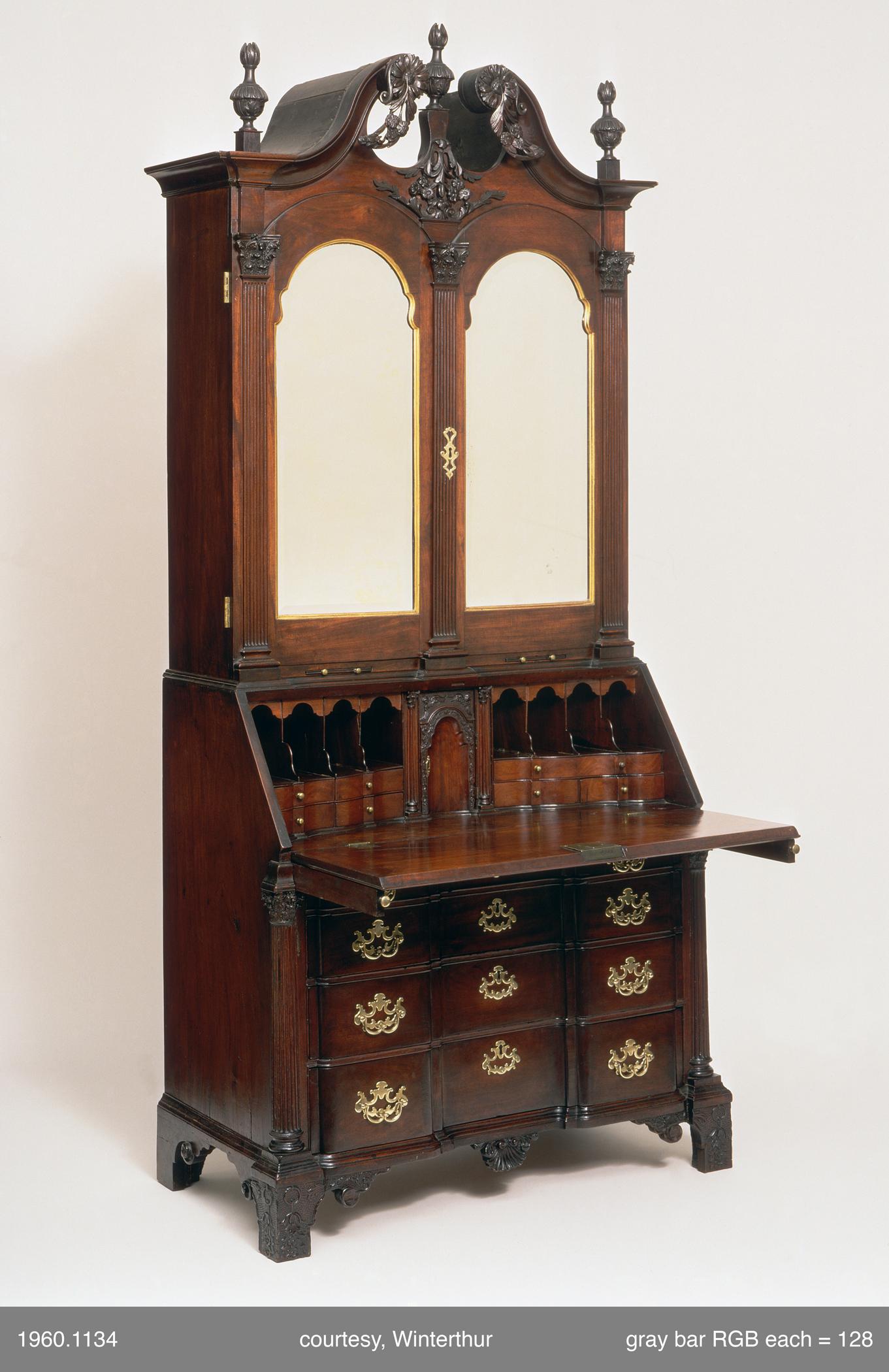 1960.1134 Desk and bookcase, view 2