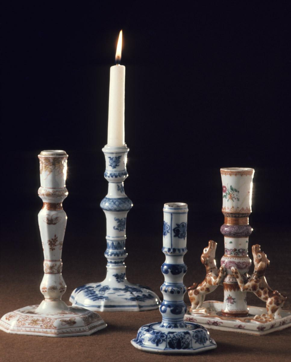 1956.0038.073 Candlestick, 1958.0744 Candlestick, 1959.2861 Figure candlestick, 1960.1164.001 Candlestick