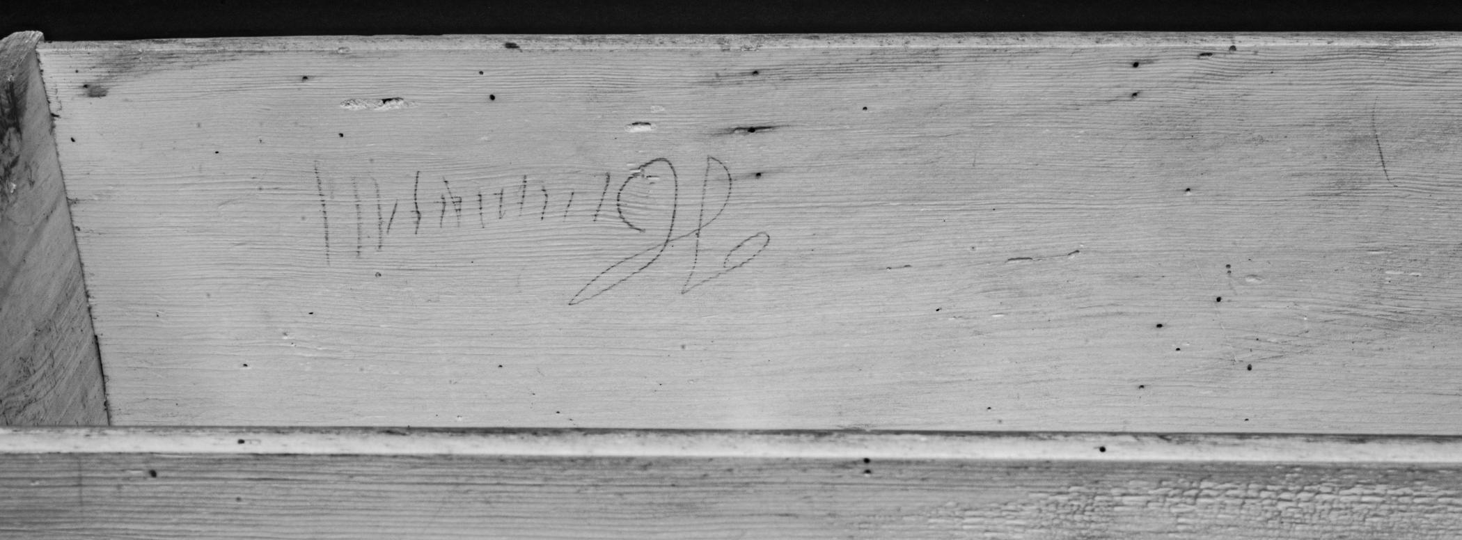 1954.0507 Chest of drawers, lower case, detail 5, infrared reflectography