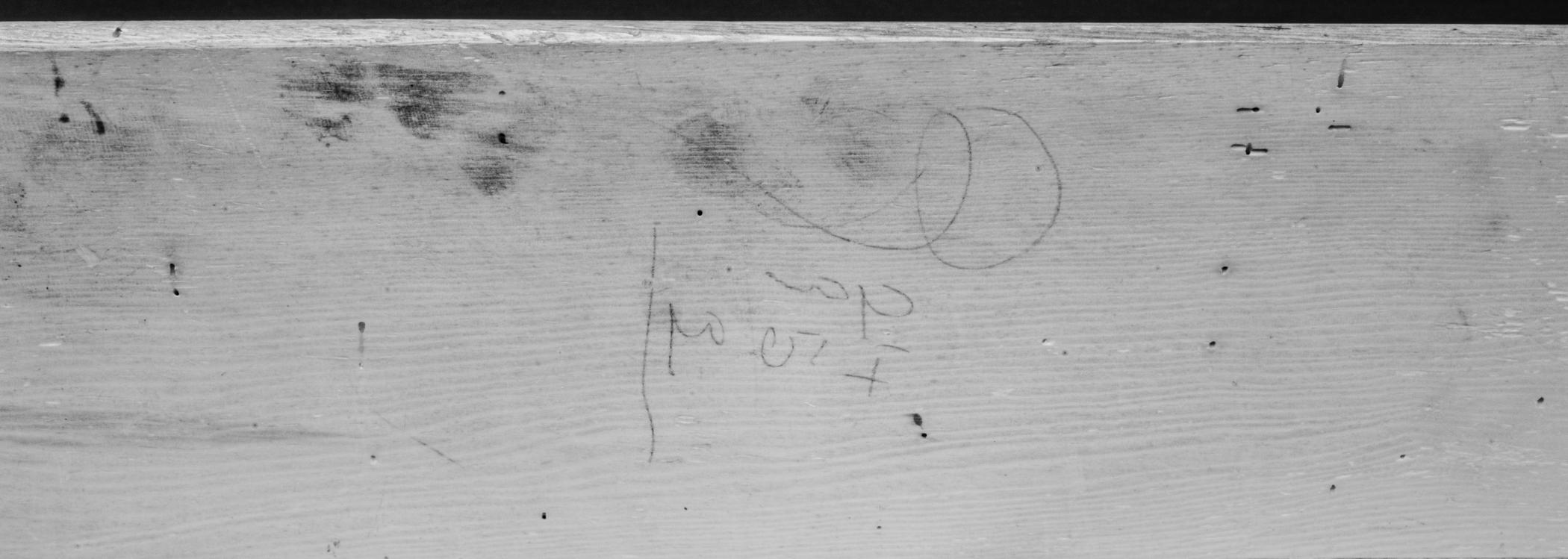 1954.0507 Chest of drawers, lower case, detail 7, infrared reflectography