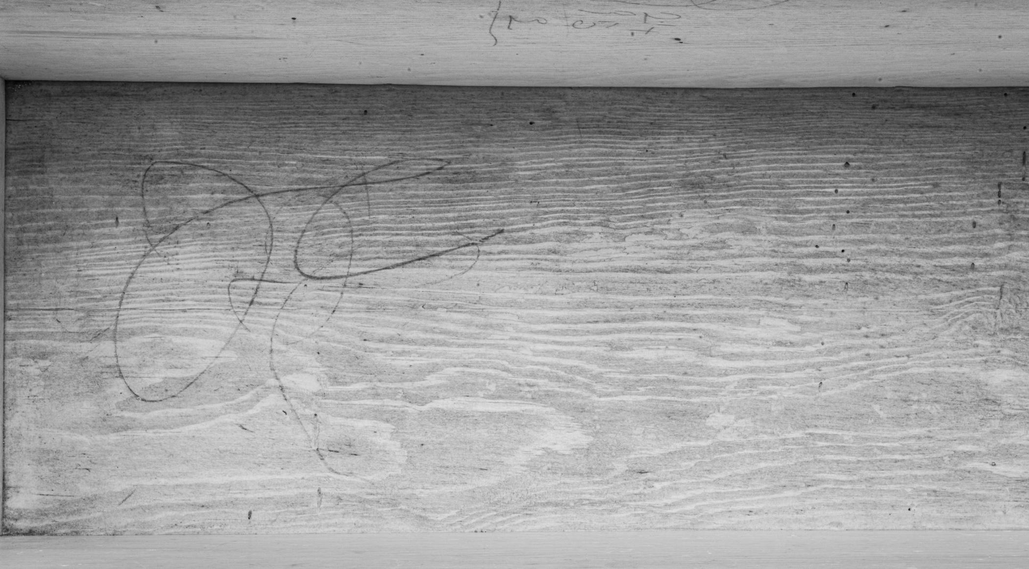 1954.0507 Chest of drawers, lower case, detail 8, infrared reflectography