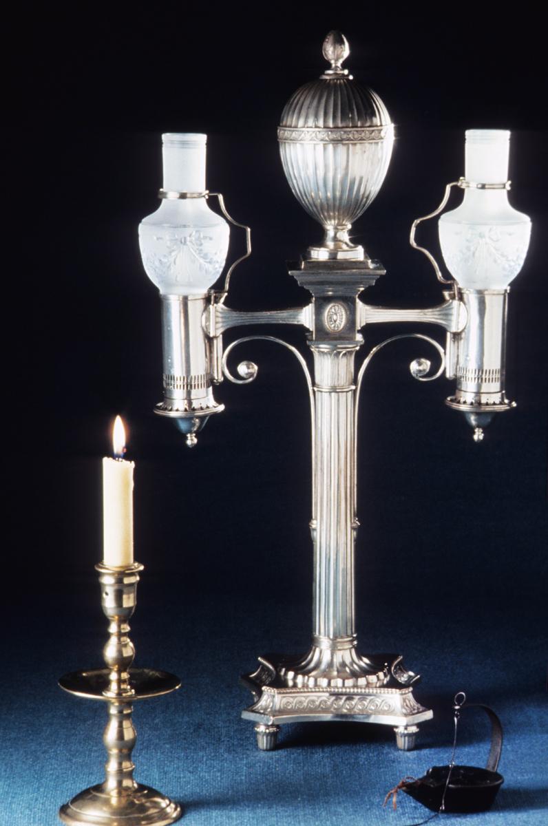 1960.1221.001 A-F, 1952.0202, 1964.1144 Lamps and Candlestick