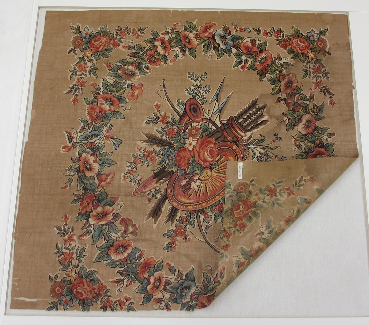 1961.0025 Textile, printed folded corner