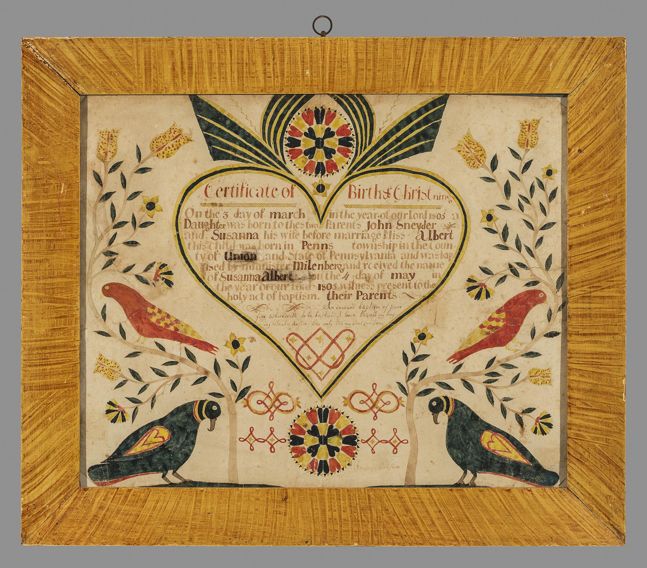 1961.0042 A Fraktur, B Frame, view 1