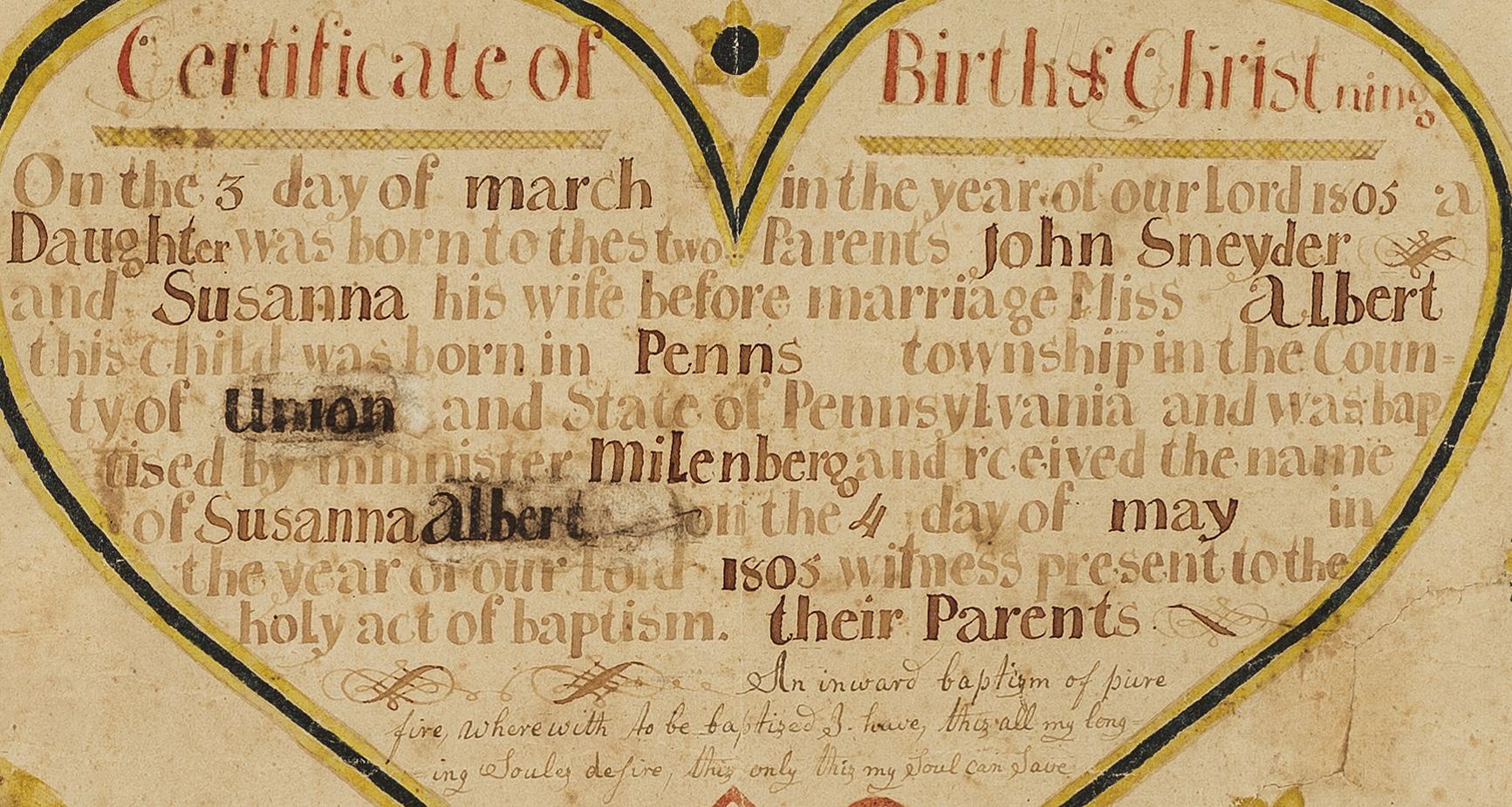 1961.0042 A Fraktur, detail 1
