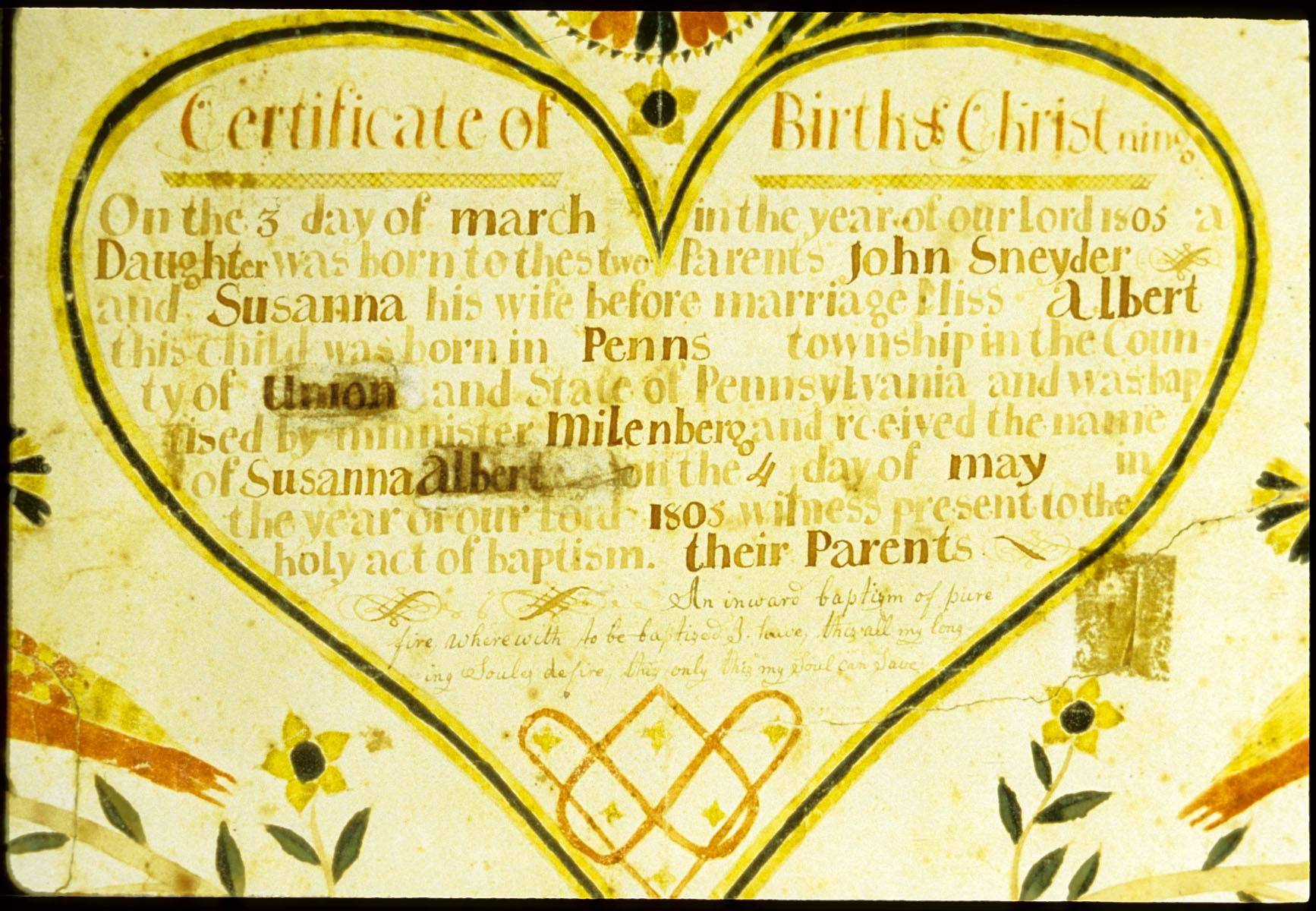 1961.0042 Fraktur, detail