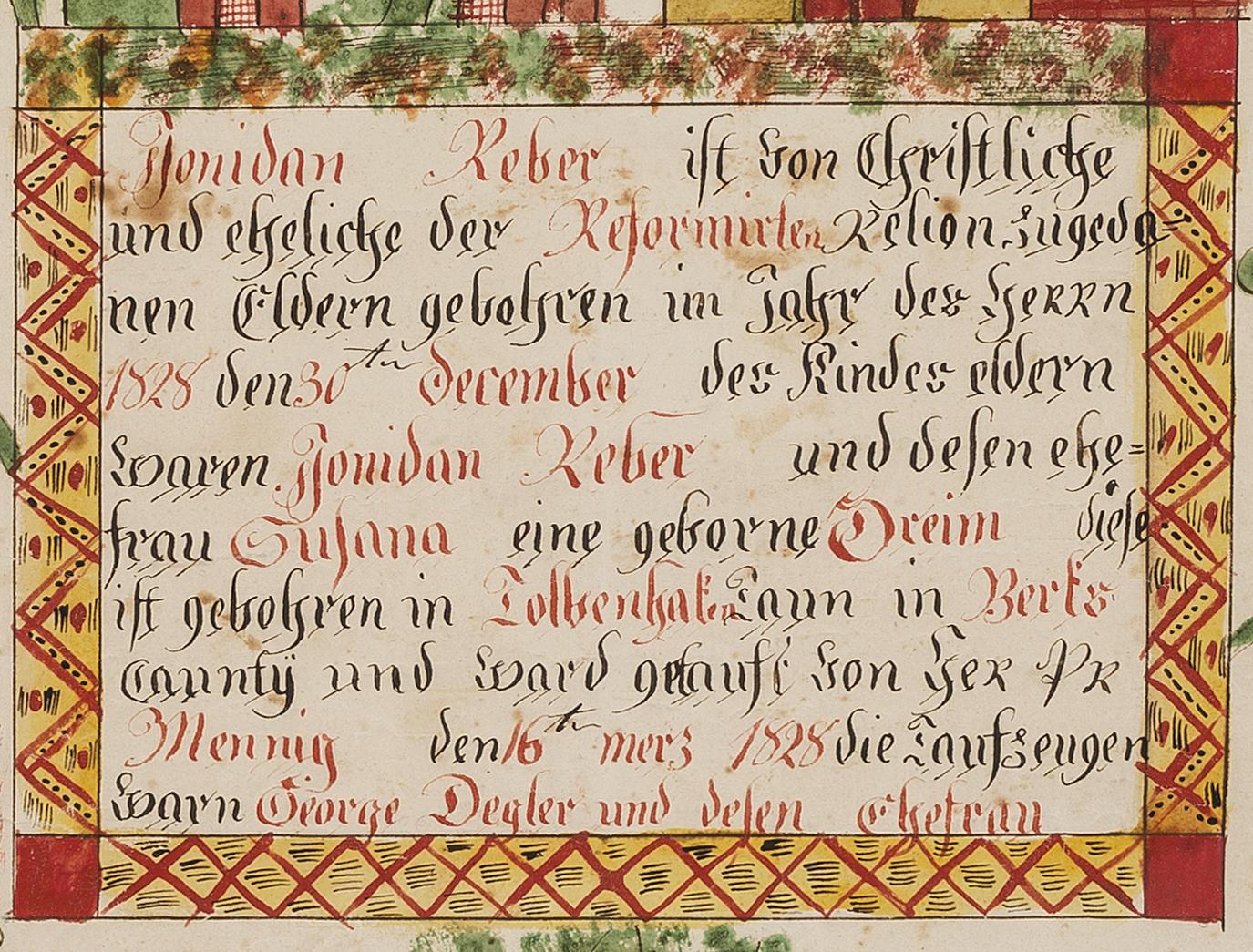 1961.0046 A Fraktur, detail 1
