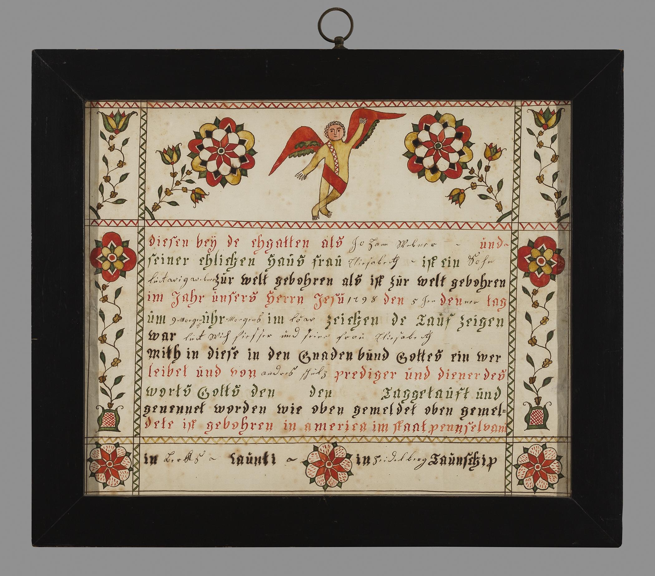 1961.0049 A Fraktur, B Frame, view 1