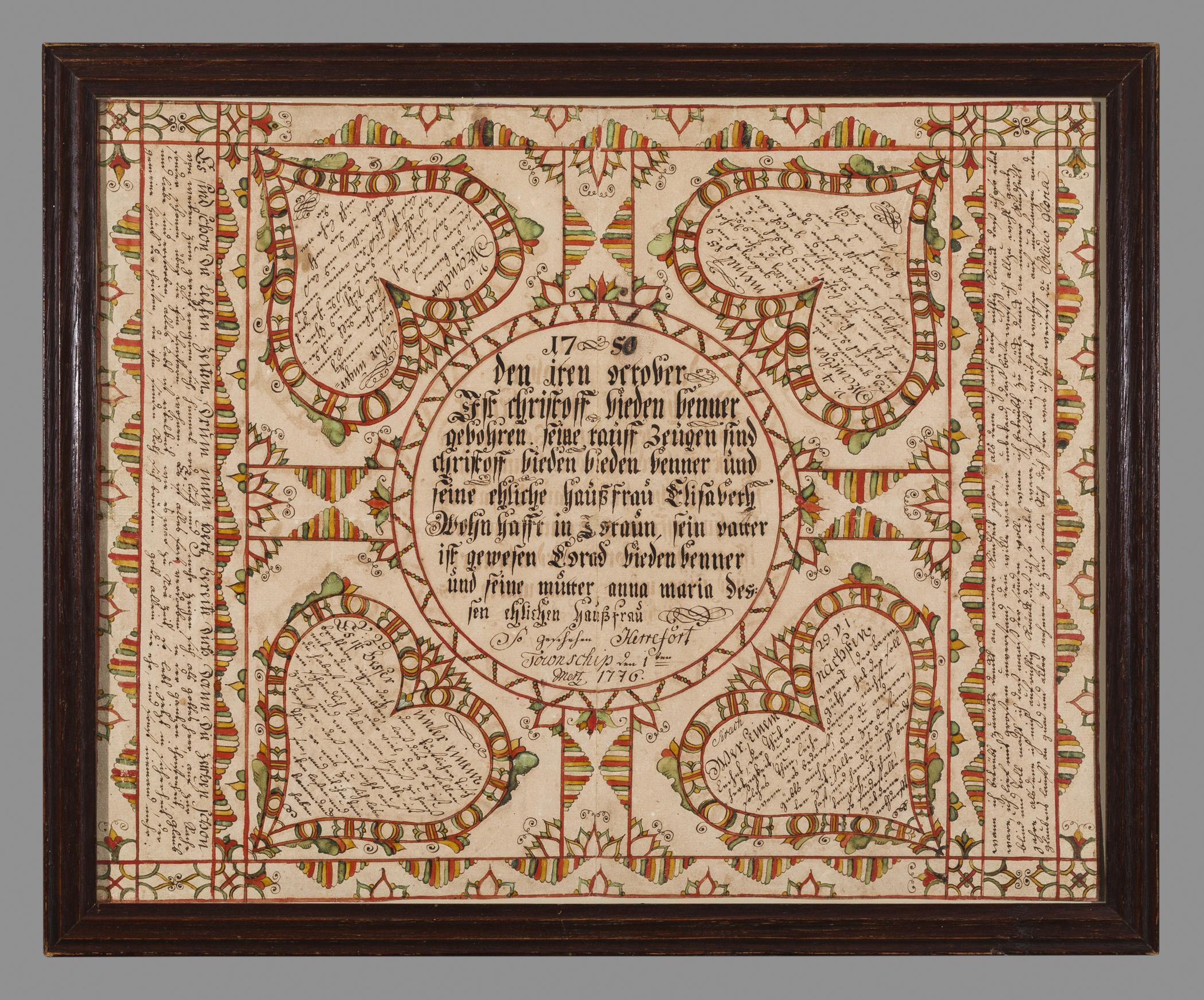 1961.0186 A Fraktur, B Frame, view 1