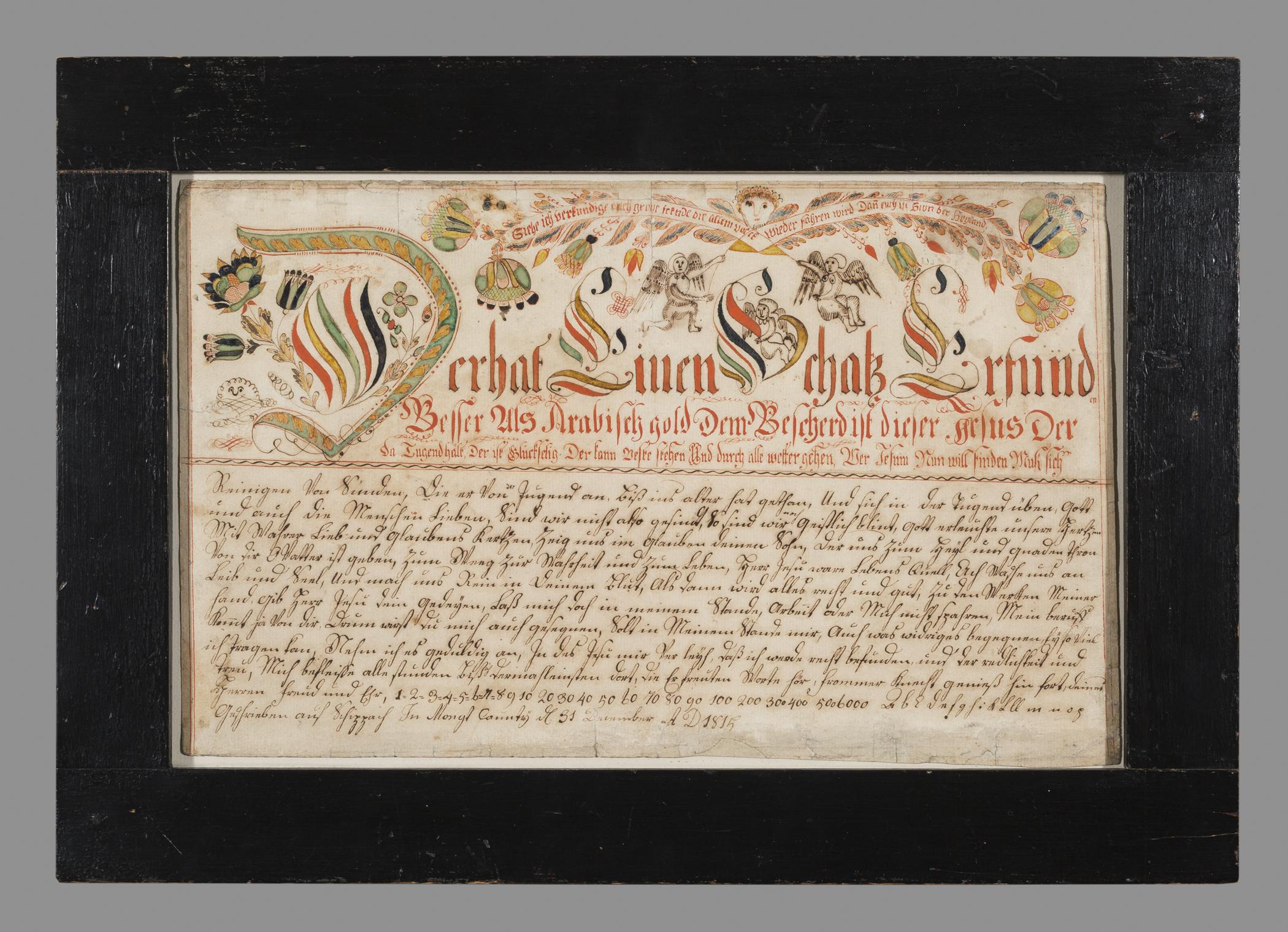 1961.0209 A Fraktur, B Frame, view 1