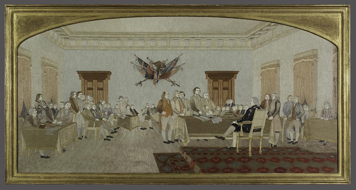 1961.0219 A, B Silkwork Picture and Frame
