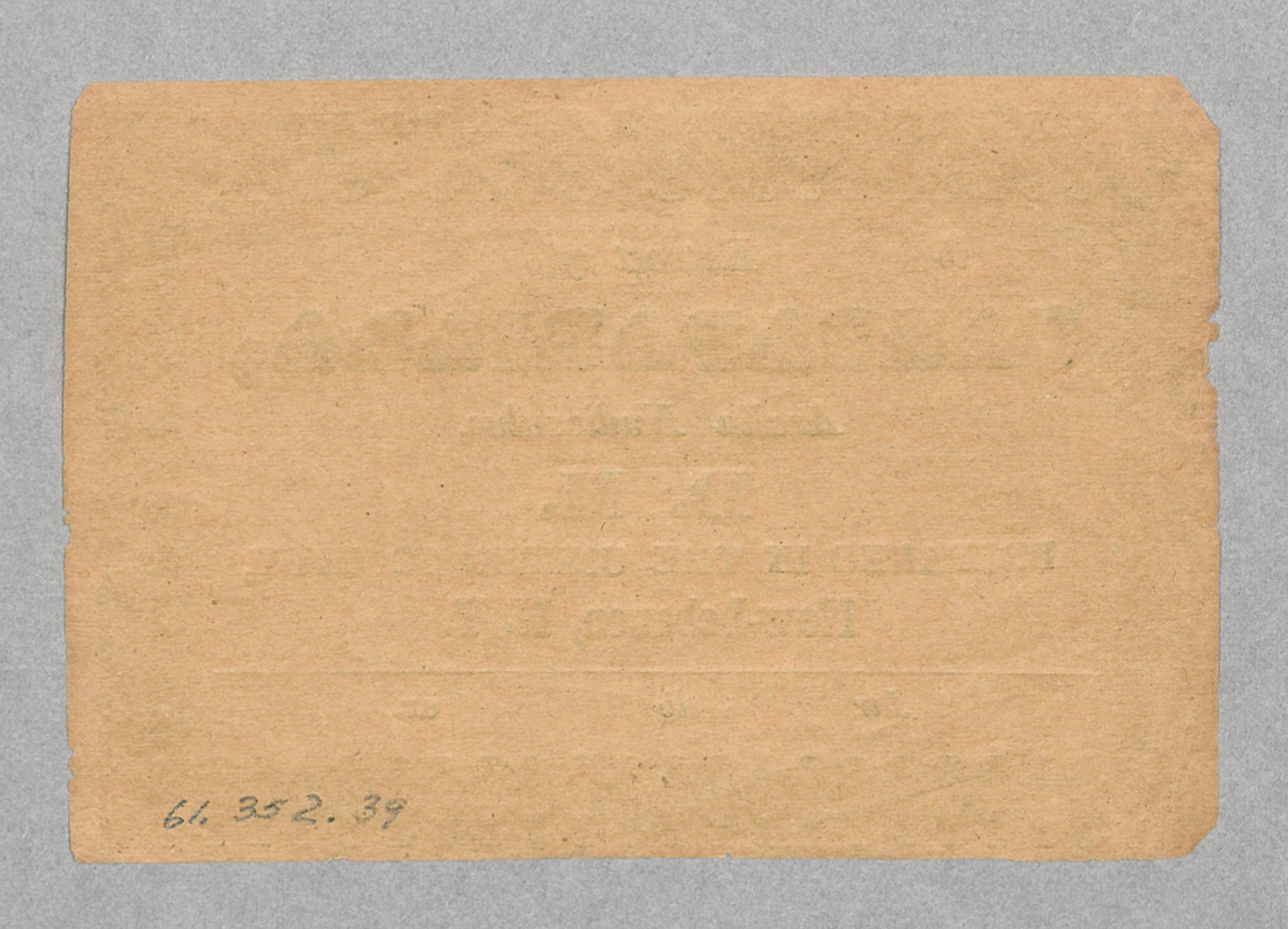 1961.0352.039 Label, view 2, reverse