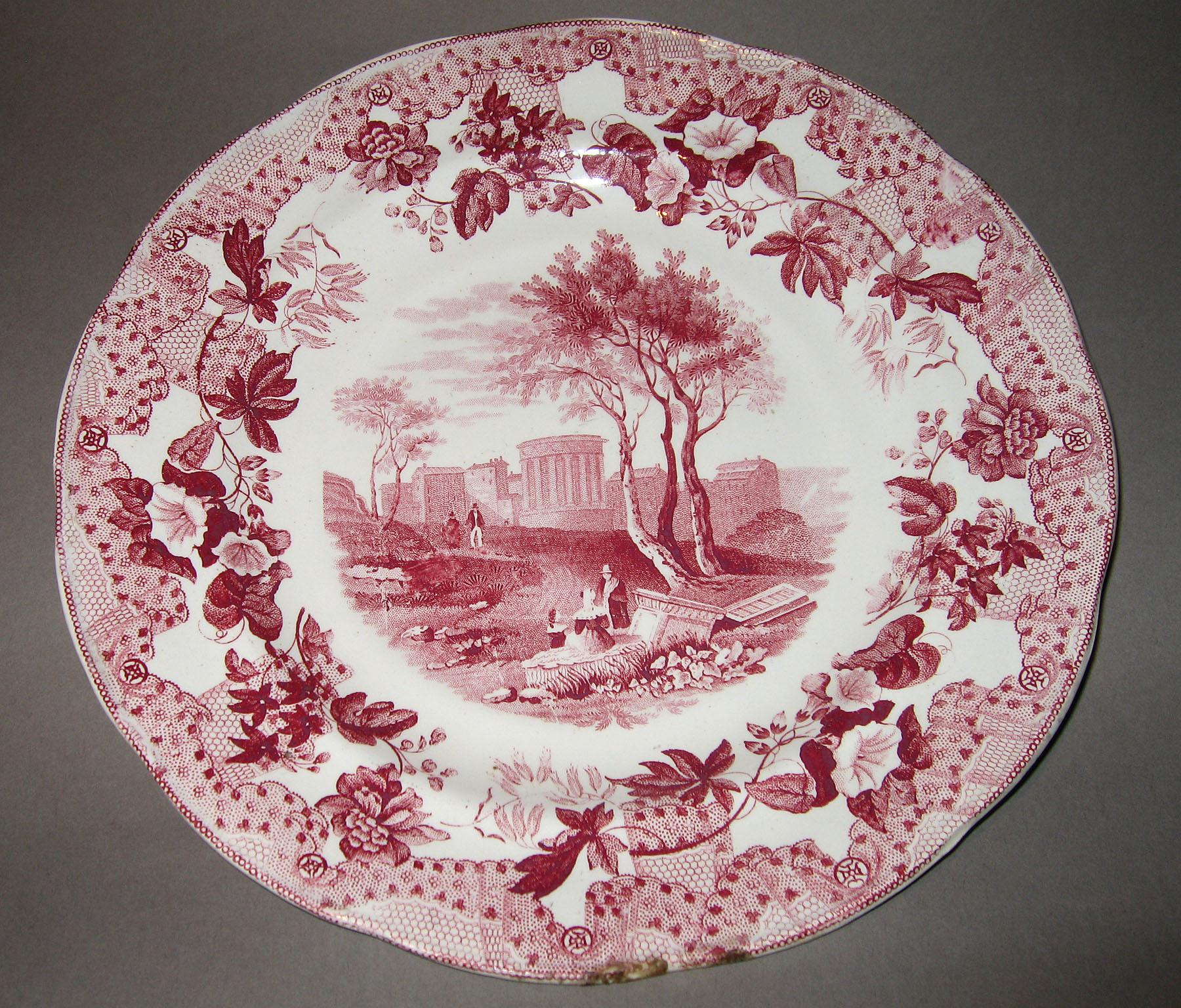 1961.0438.003 European scenery pattern transfer printed plate