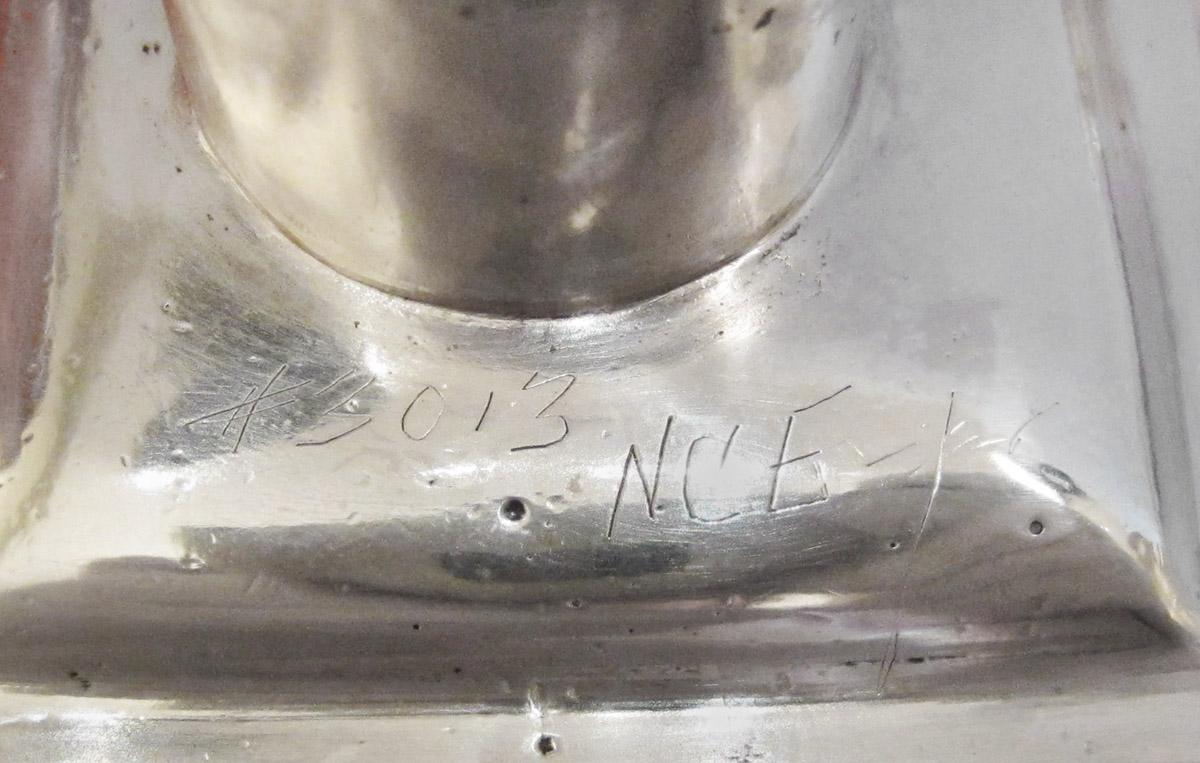 1961.0592.001 C Candelabrum, bobeche, inscription 1
