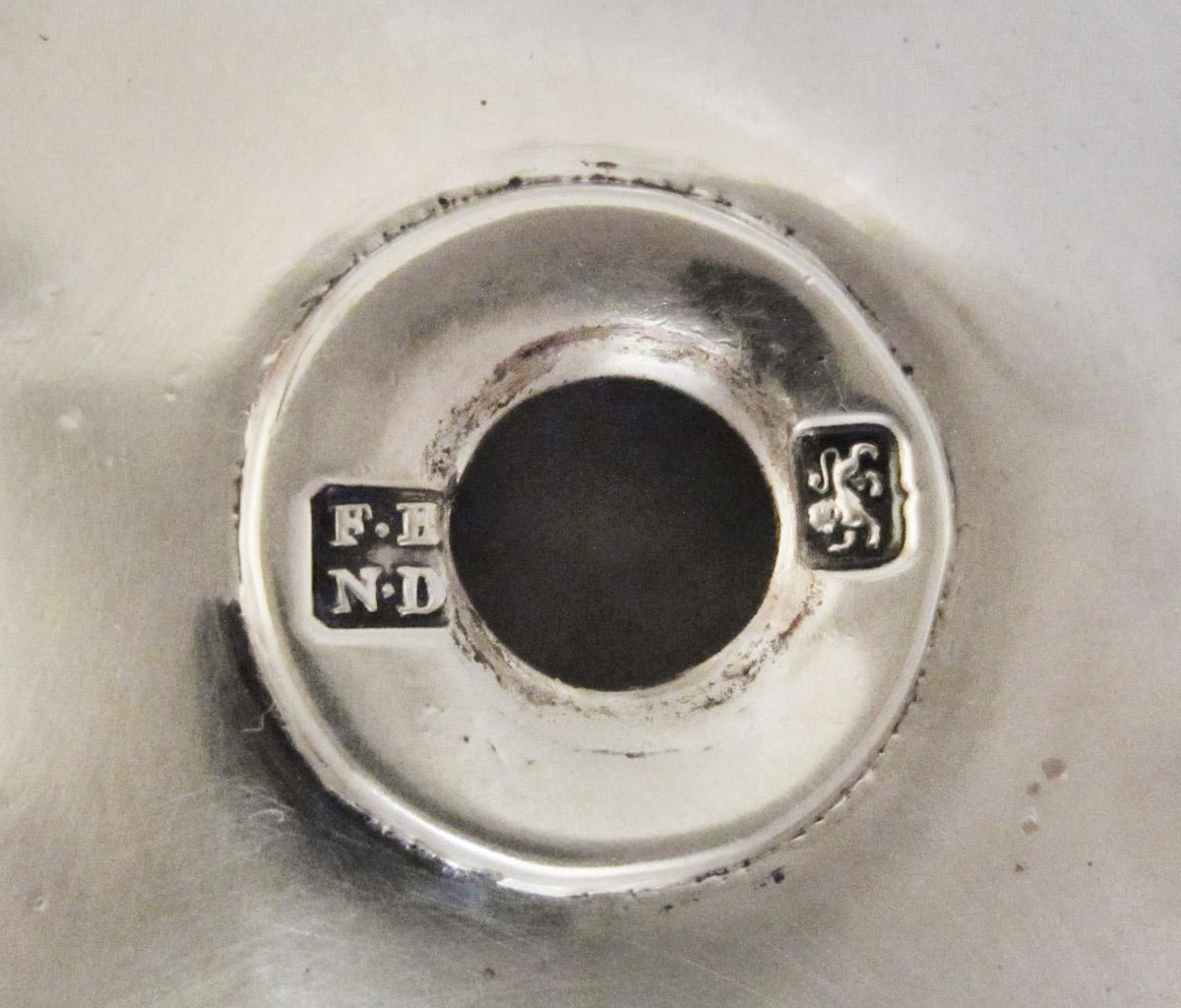 1961.0592.002 C Candelabrum, drip pan, mark 1 and mark 2