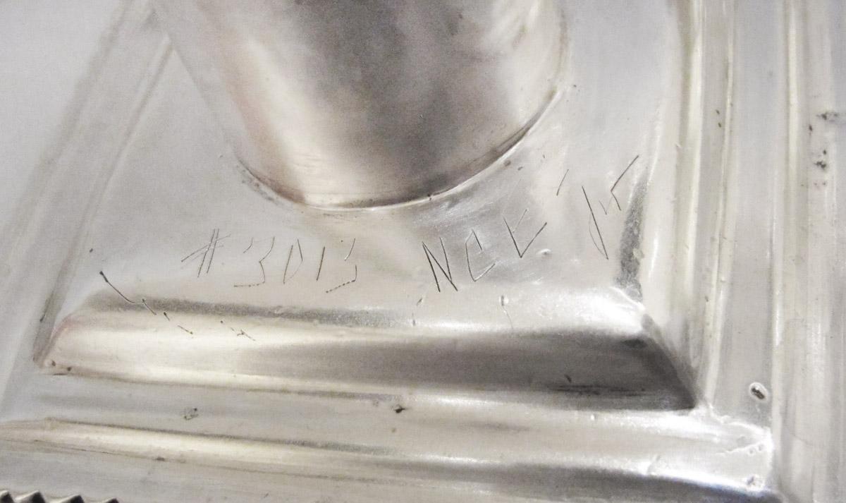 1961.0592.002 C Candelabrum, bobeche, inscription 1