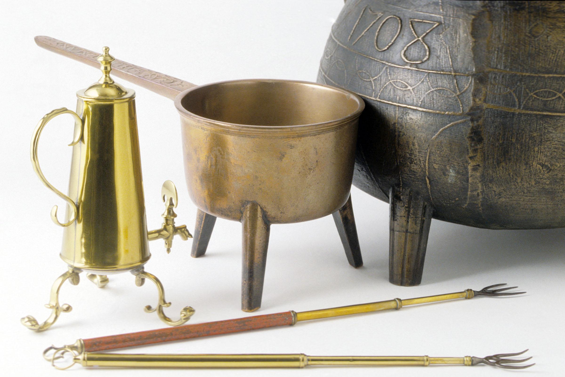 1961.0214, 1958.2283 A, B, 1964.0031, 1964.1019, 1961.0601 Pot, Coffee Pot, Posnet, Fork