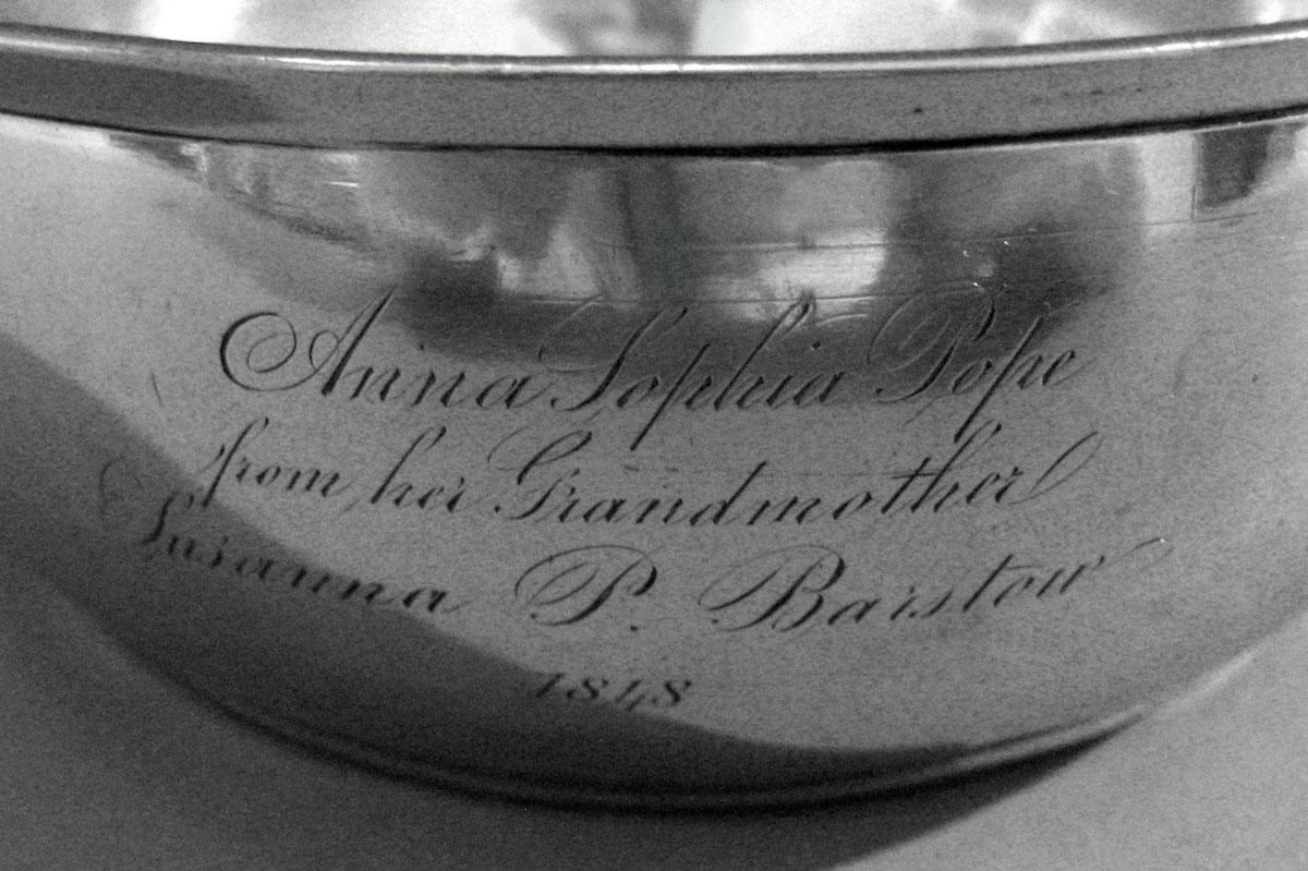 1961.0614 Silver Porringer engraving side