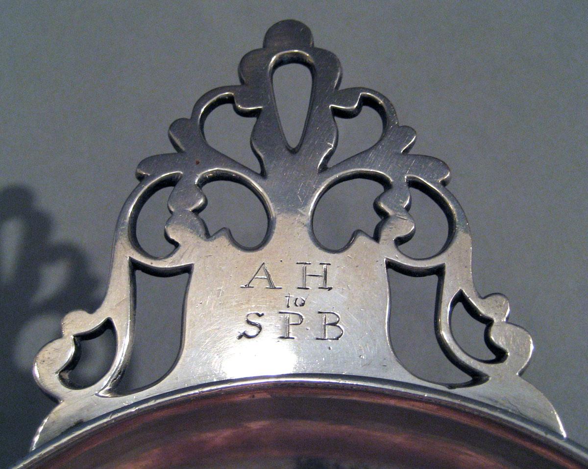 1961.0614 Silver Porringer engraving handle