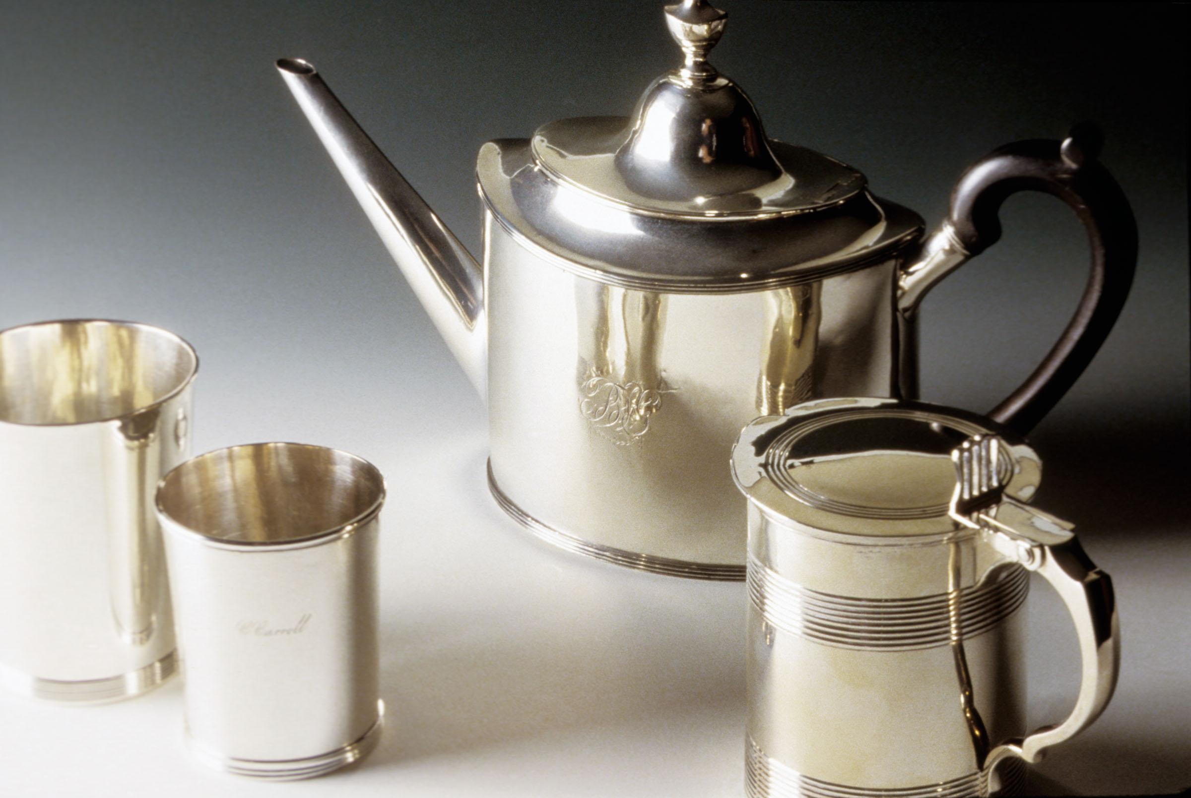 1961.0615, 1961.0961, 1961.0971, 1979.0192 Tankard, Beaker, Teapot