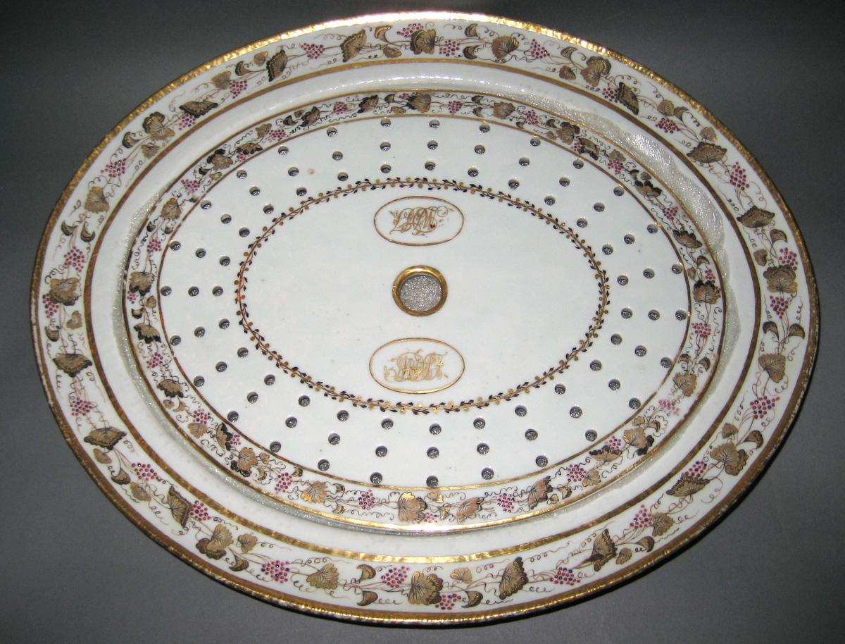 1961.0655.006 A, B Porcelain Platter with Strainer