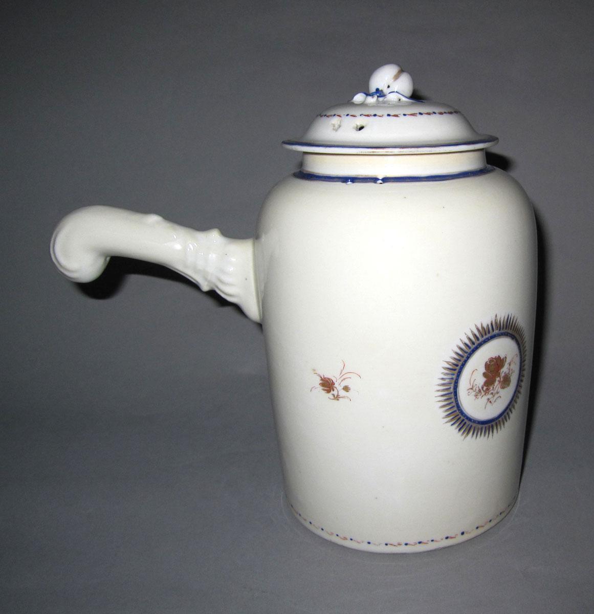 1961.0681 A,B Porcelain chocolate pot face two